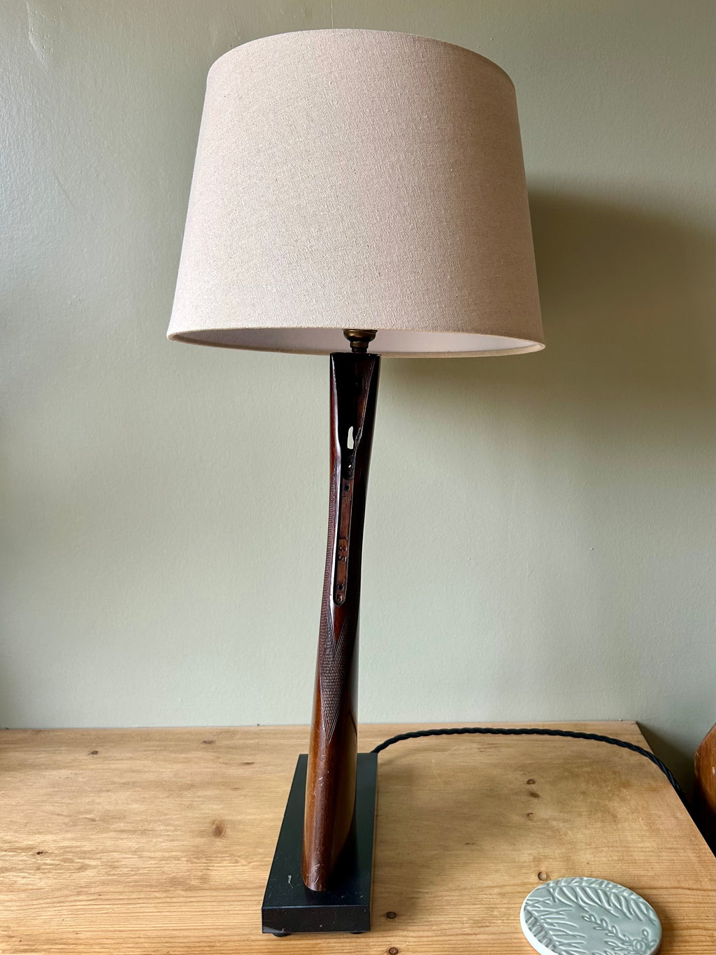 One-of-a-Kind Shotgun Stock Table Lamp – Italian Marble Base