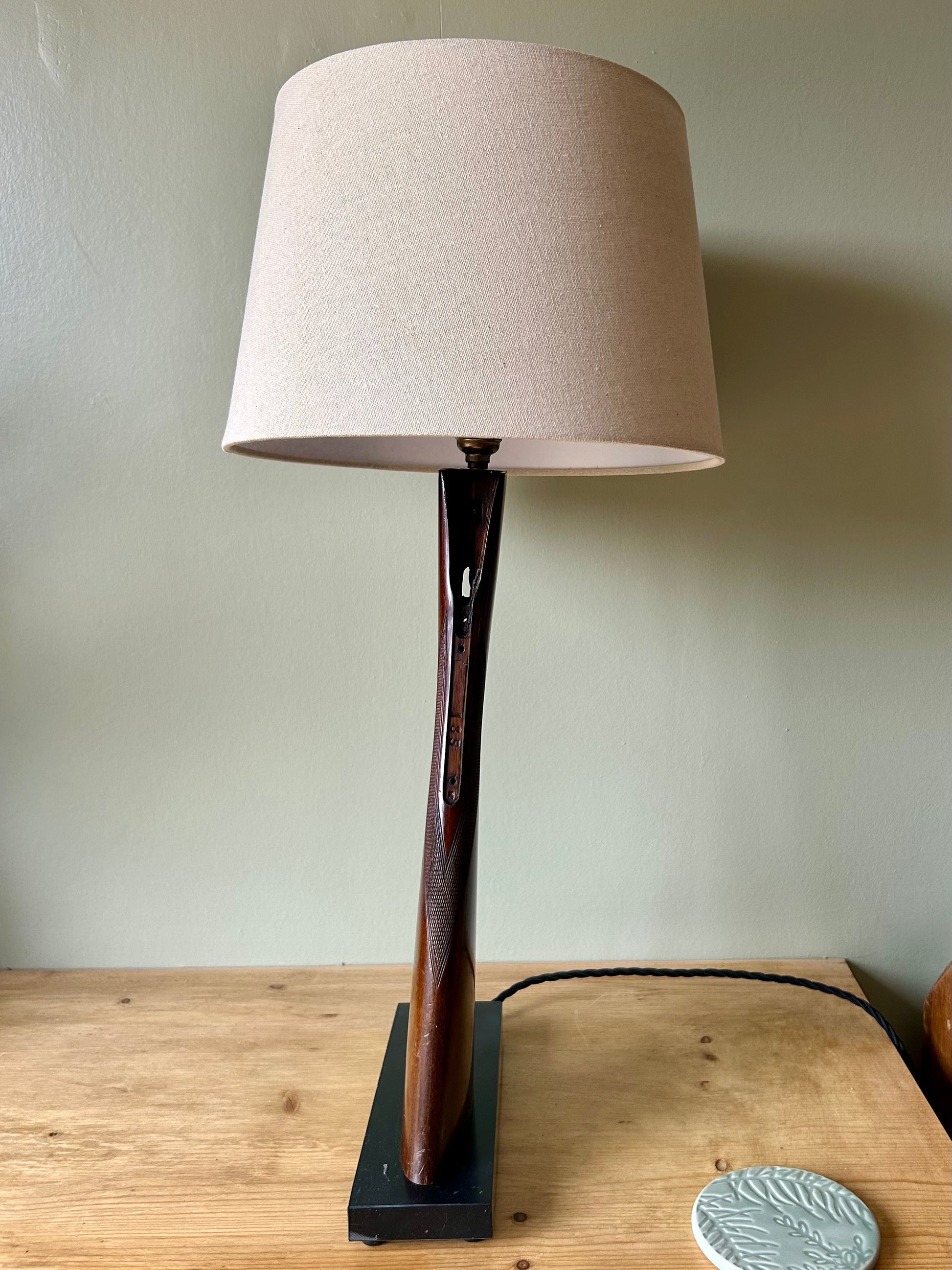 One-of-a-Kind Shotgun Stock Table Lamp – Italian Marble Base