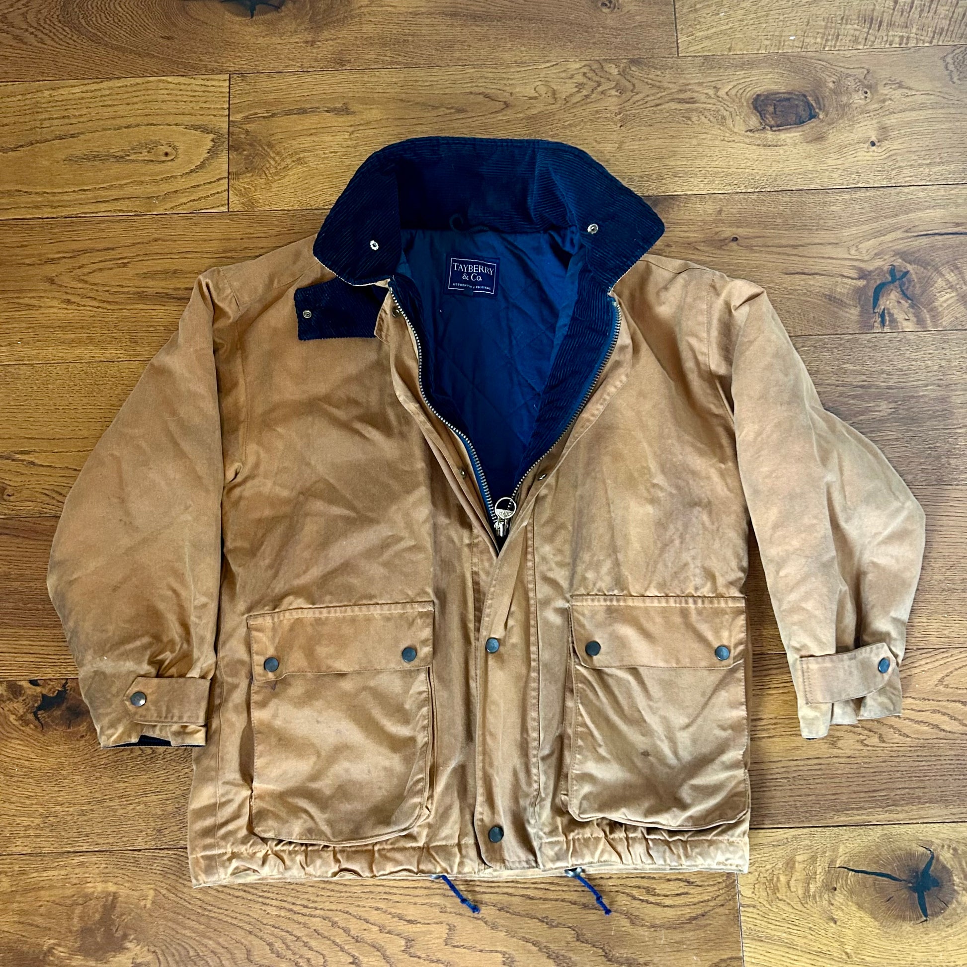 Preloved Tan Waxed Cotton Work Jacket - Medium