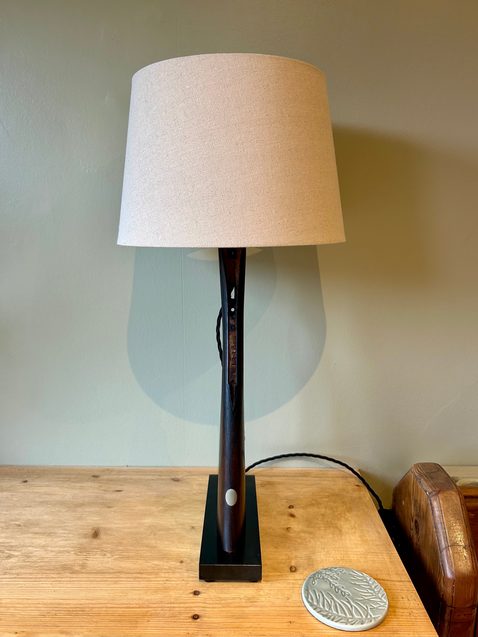 One-of-a-Kind Shotgun Stock Table Lamp – Italian Marble Base