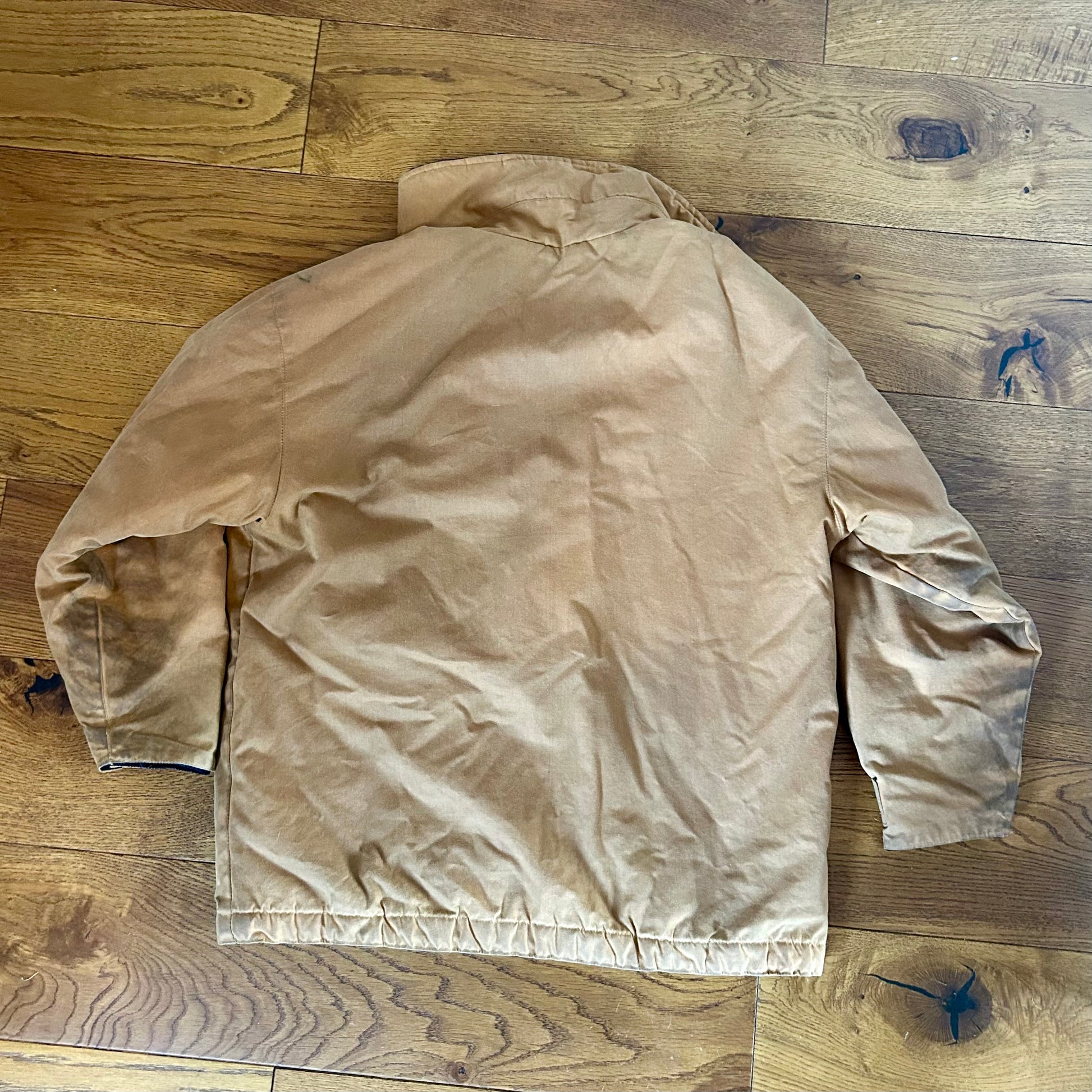 Preloved Tan Waxed Cotton Work Jacket - Medium