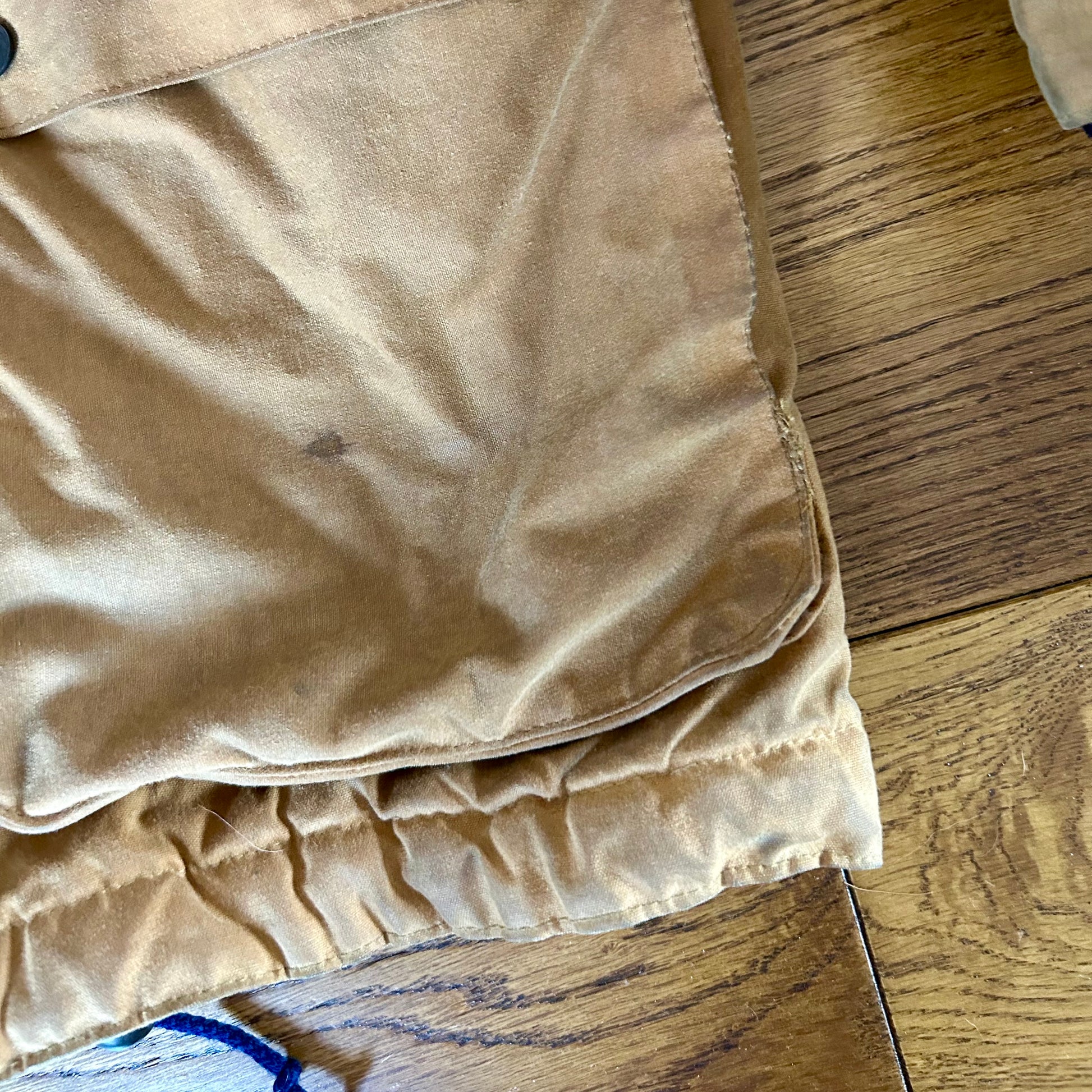 Preloved Tan Waxed Cotton Work Jacket - Medium