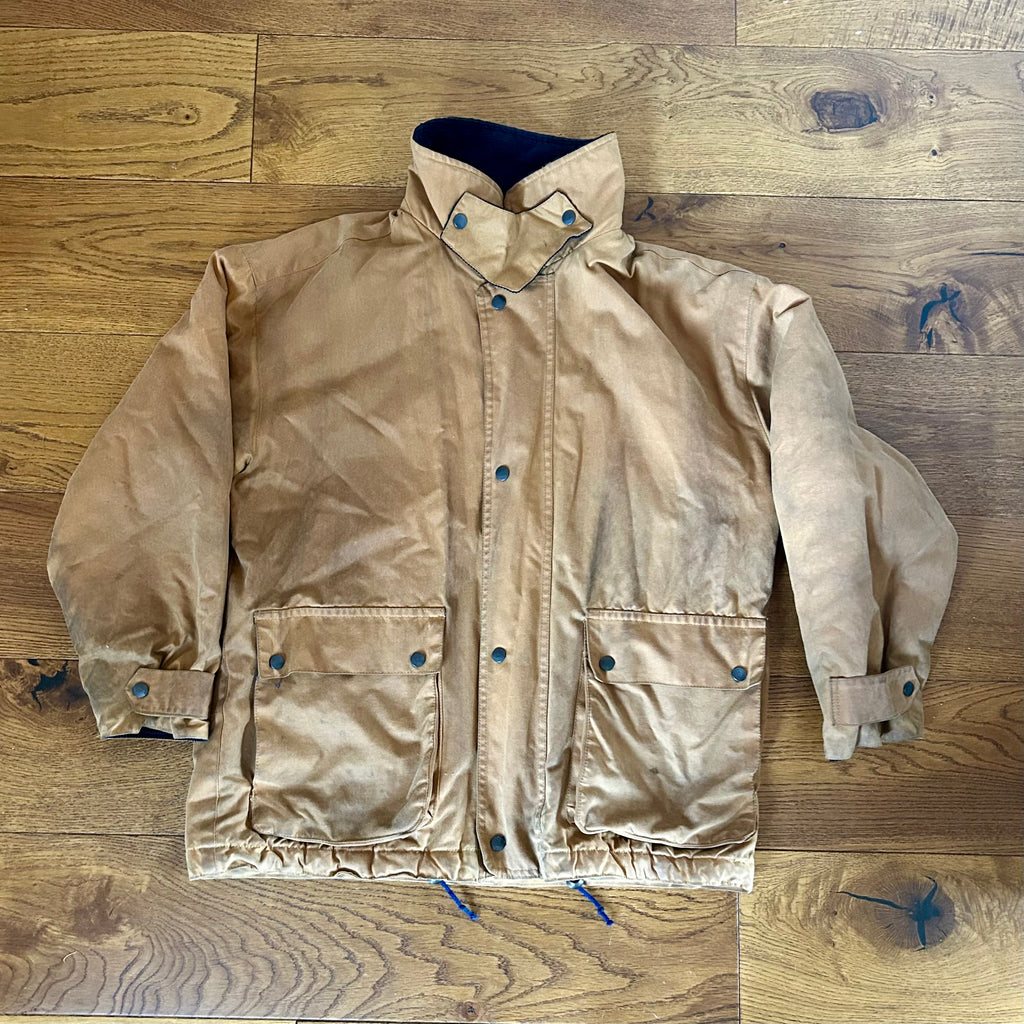Preloved Tan Waxed Cotton Work Jacket - Medium