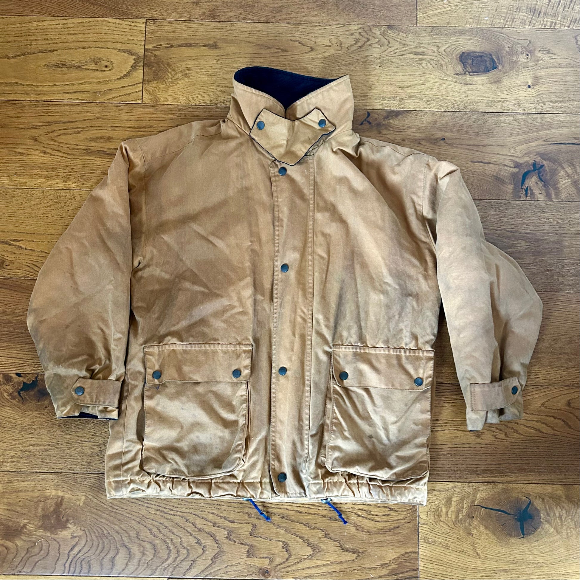 Preloved Tan Waxed Cotton Work Jacket - Medium