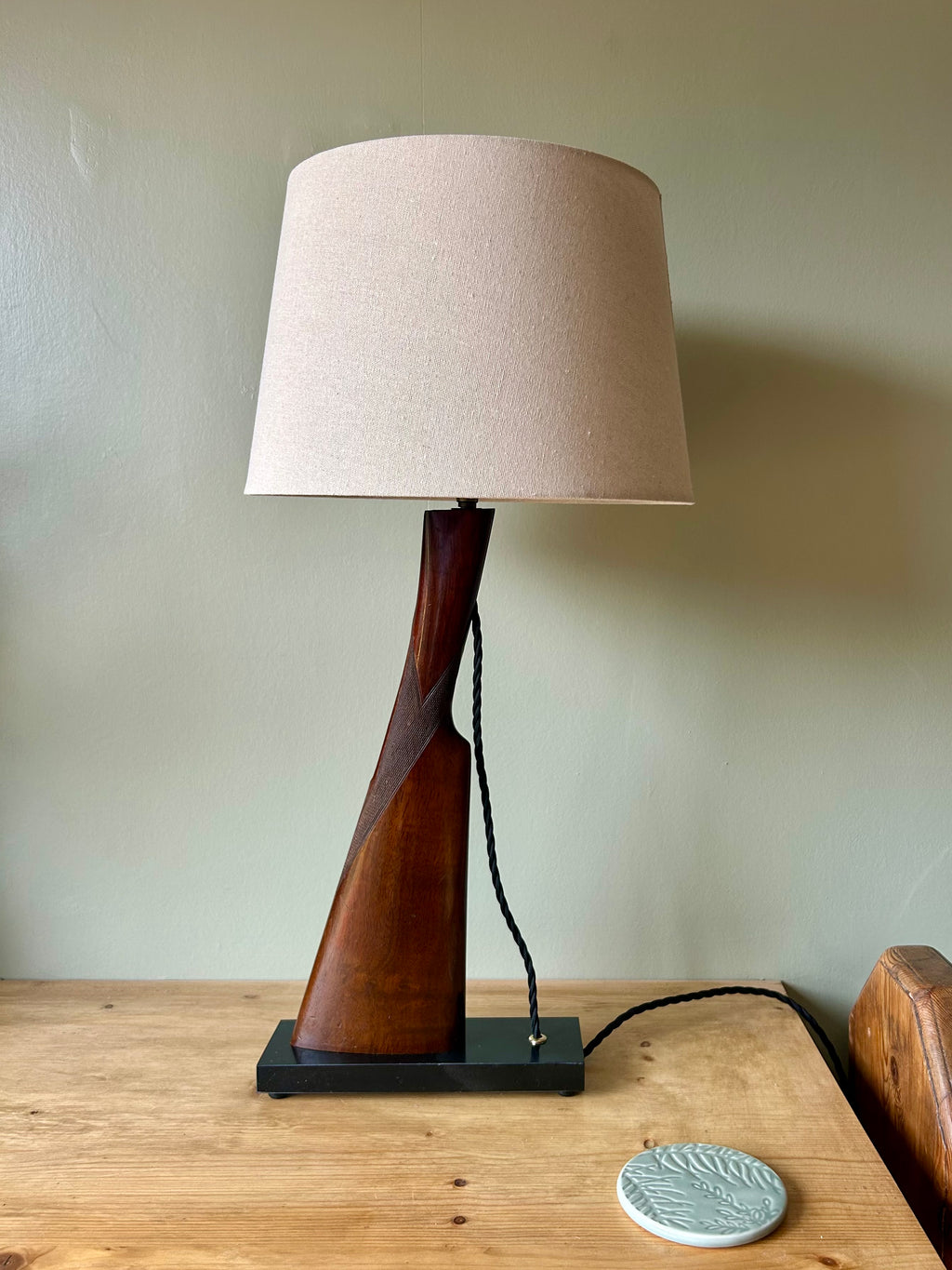 One-of-a-Kind Shotgun Stock Table Lamp – Italian Marble Base