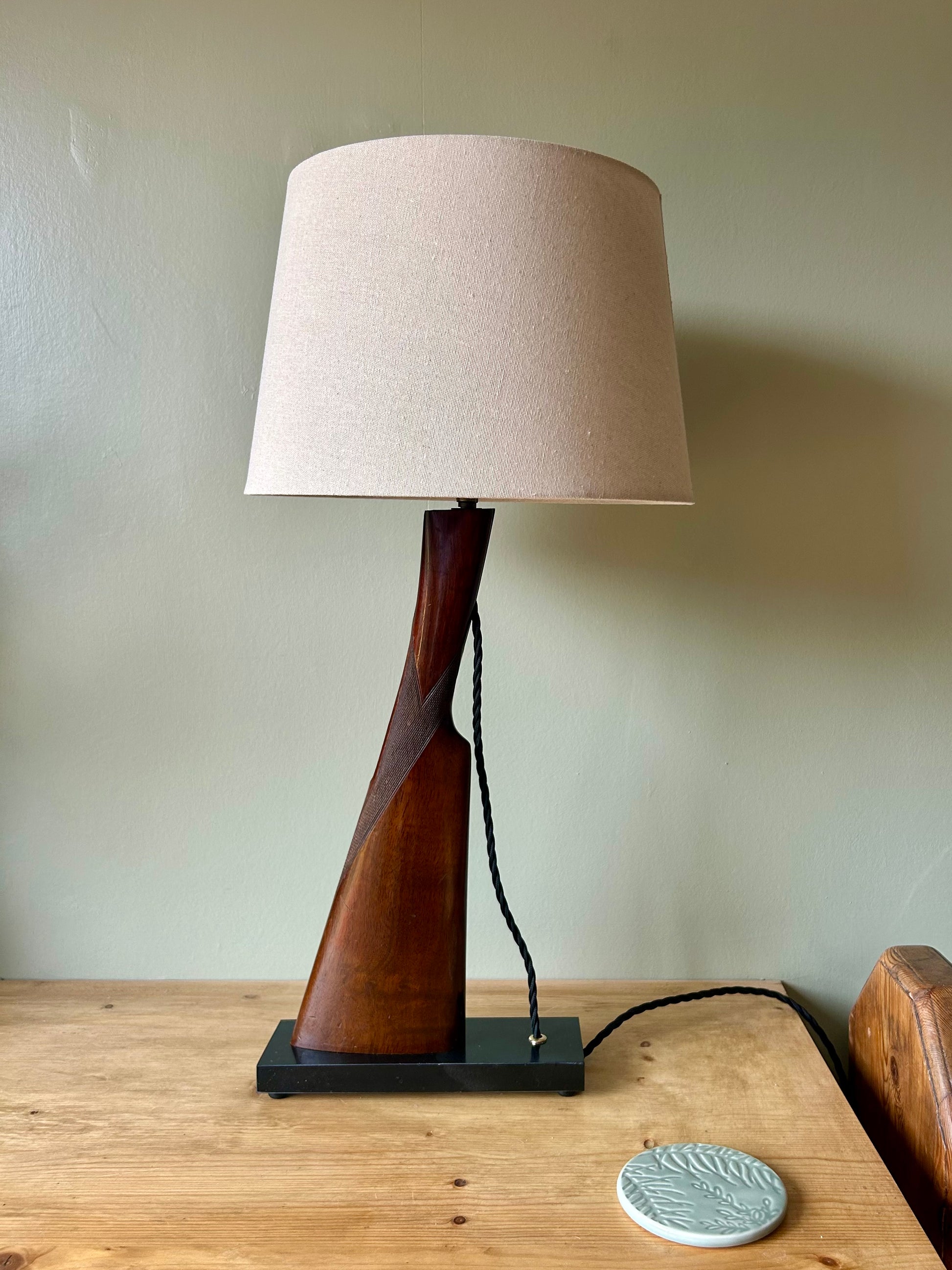 One-of-a-Kind Shotgun Stock Table Lamp – Italian Marble Base