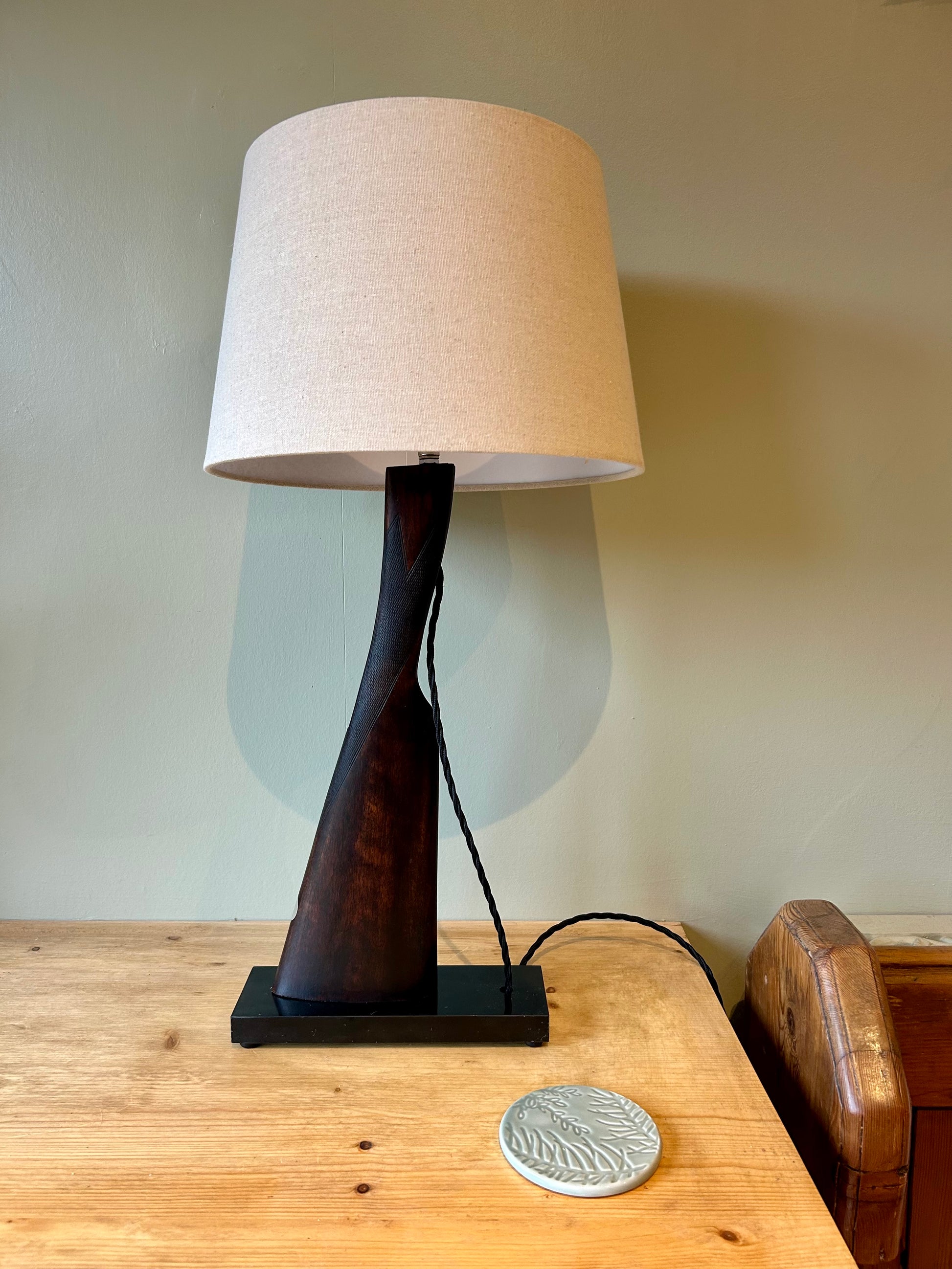 One-of-a-Kind Shotgun Stock Table Lamp – Italian Marble Base