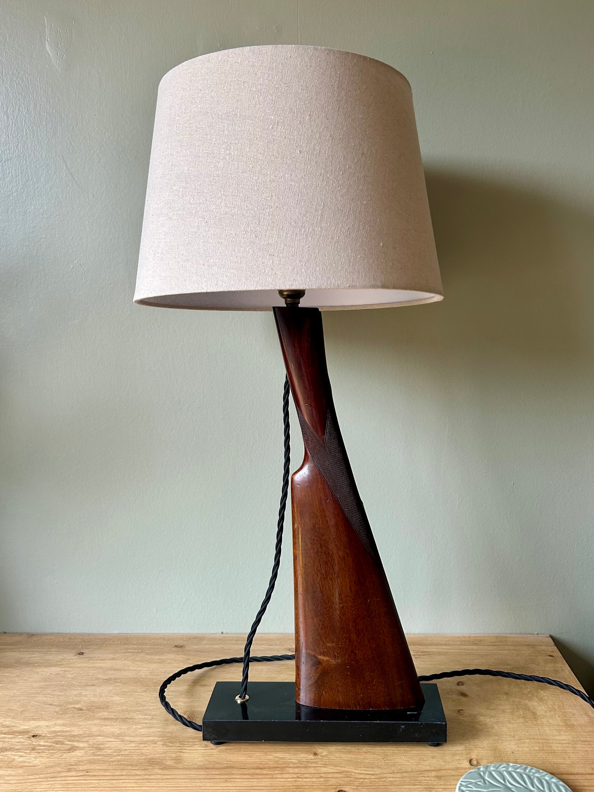 One-of-a-Kind Shotgun Stock Table Lamp – Italian Marble Base