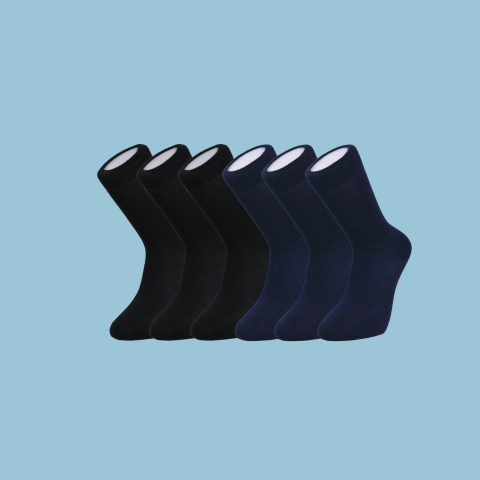 Duchy Everyday Merino Socks - 6 Pair Bundle Black & Navy