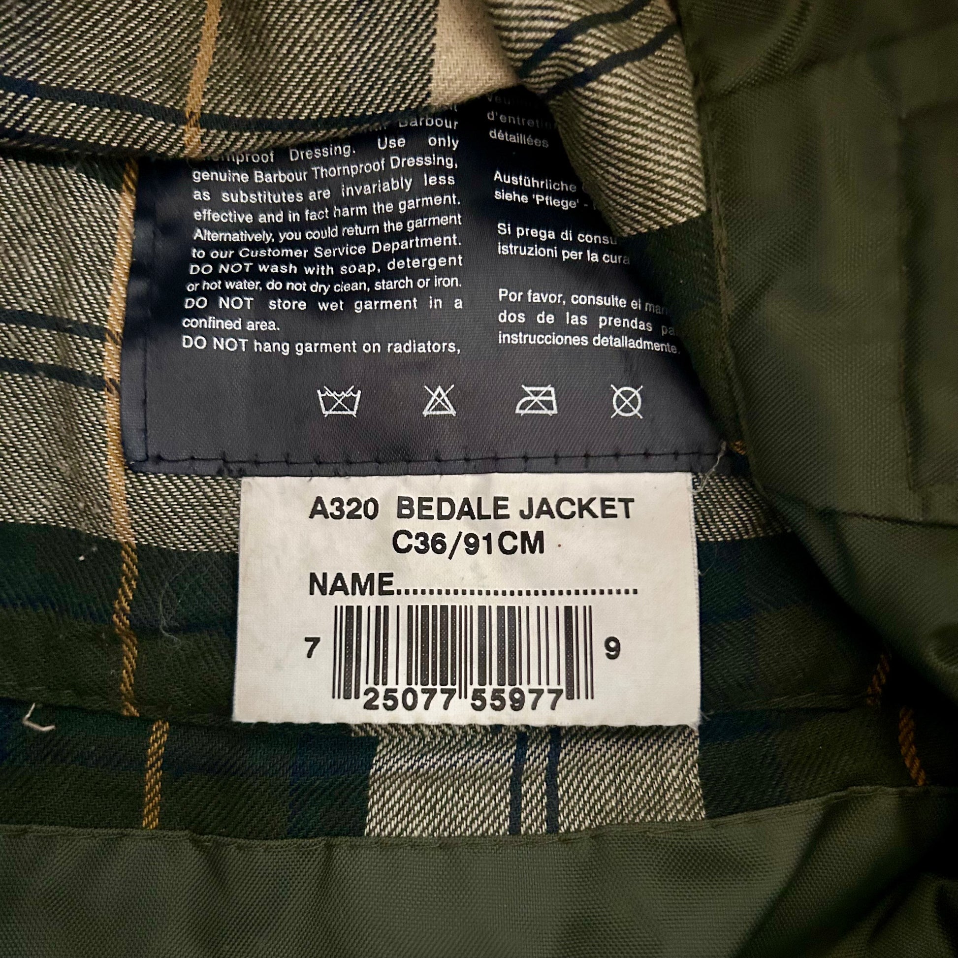 Preloved Barbour Bedale Waxed Jacket - 36” Chest