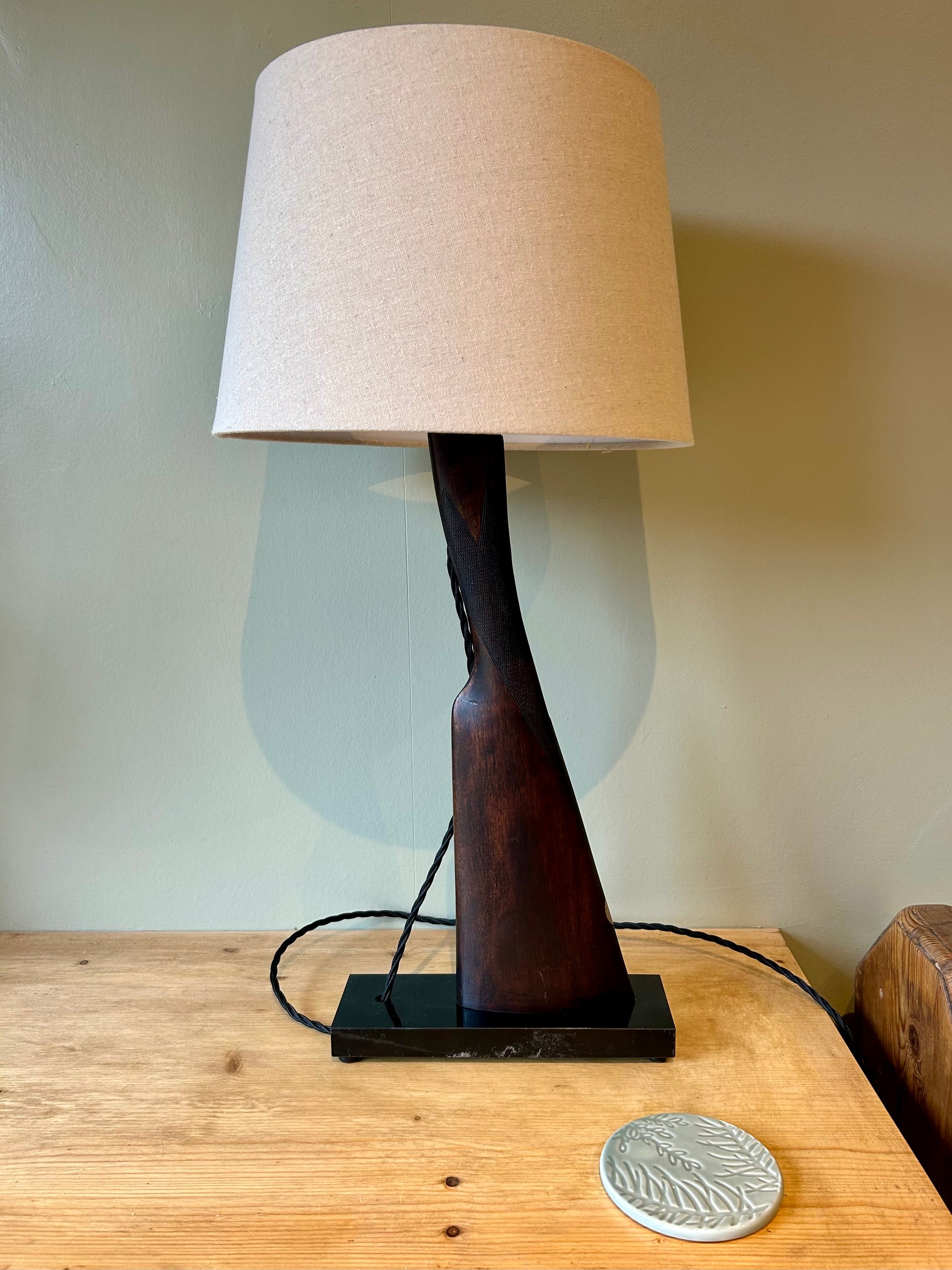 One-of-a-Kind Shotgun Stock Table Lamp – Italian Marble Base