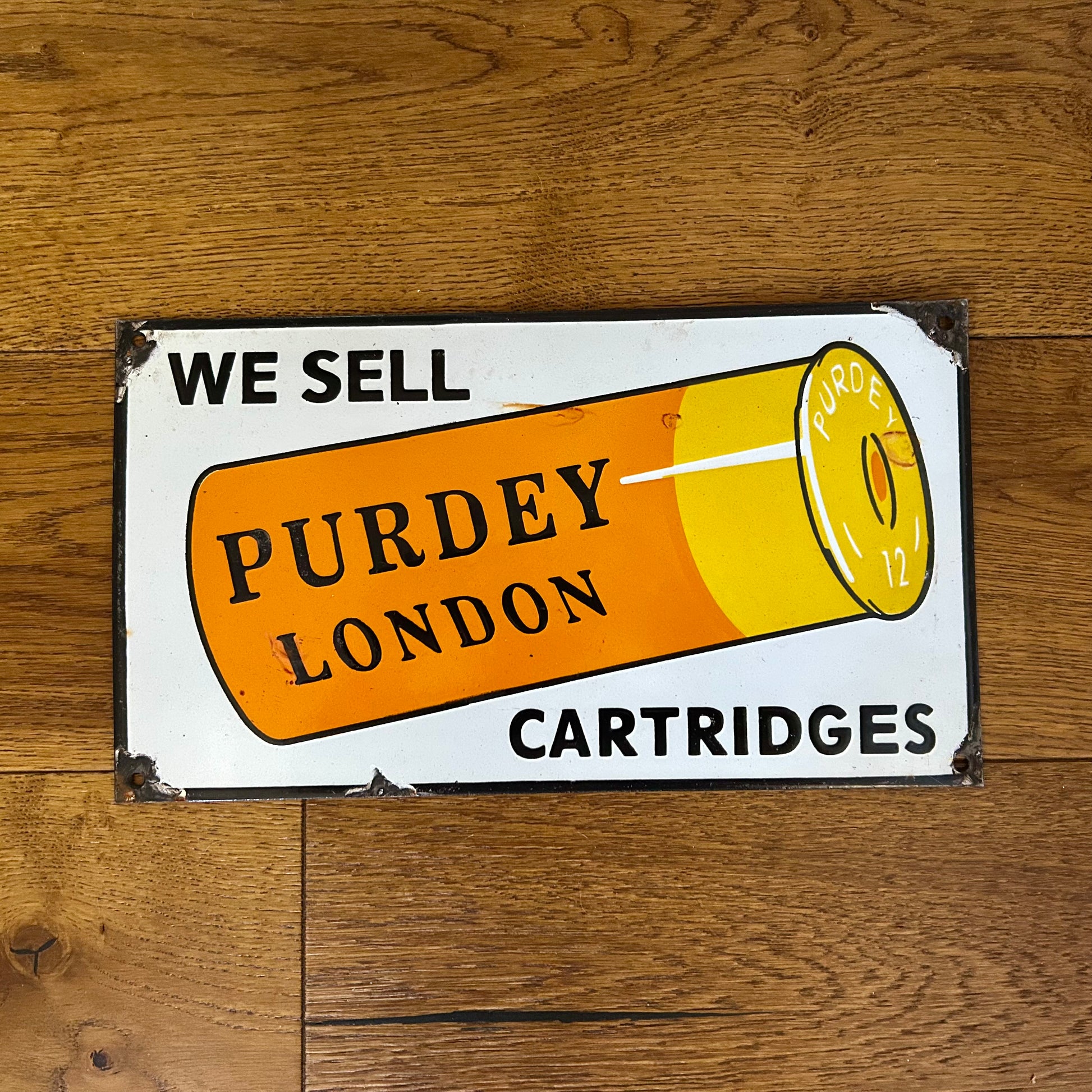 Vintage Purdey Cartridges Enamel Sign