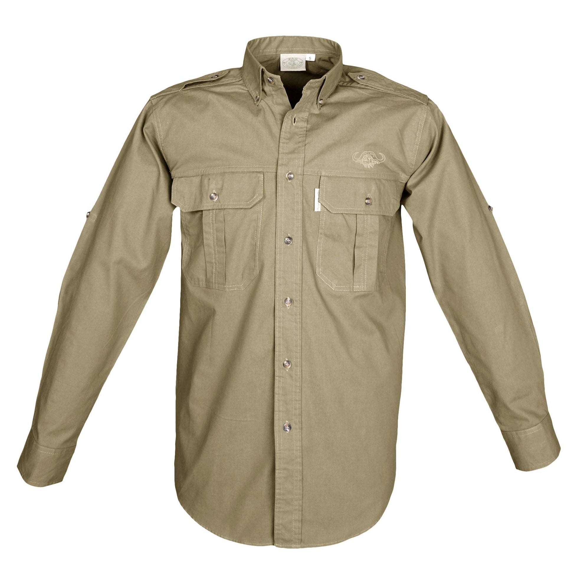 TAG Safari Trail Shirt for Men with Embroidered Buffalo Logo - Long Sleeve