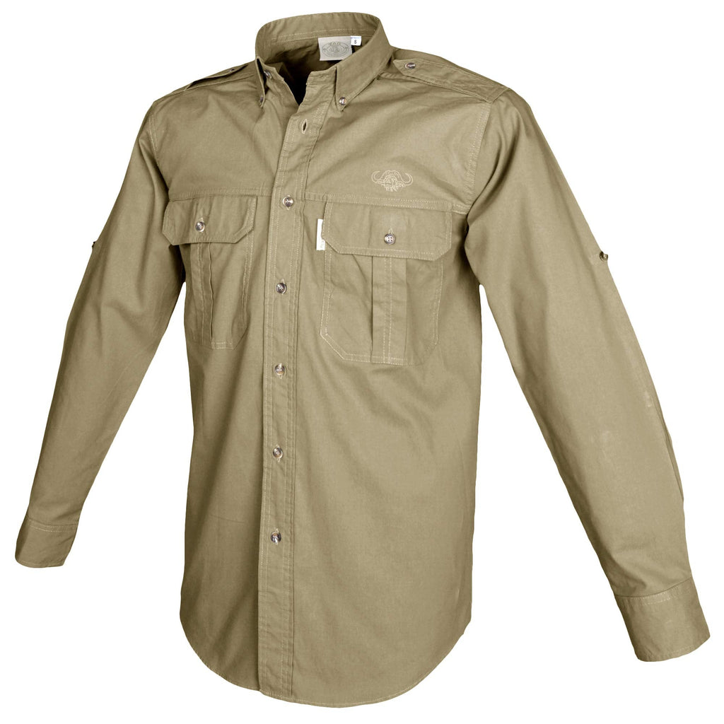 TAG Safari Trail Shirt for Men with Embroidered Buffalo Logo - Long Sleeve