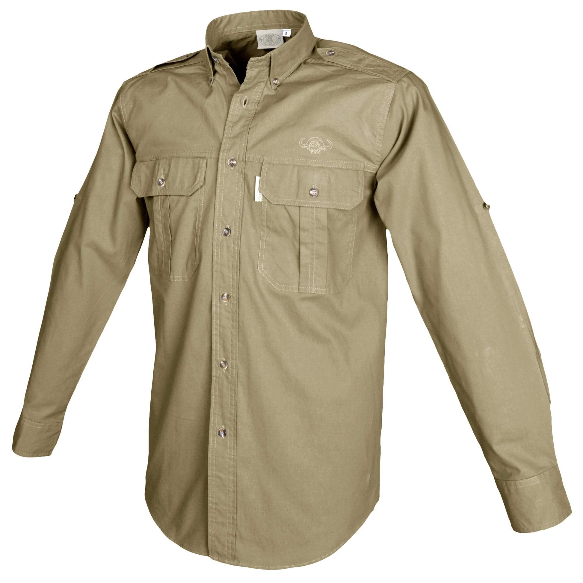 TAG Safari Trail Shirt for Men with Embroidered Buffalo Logo - Long Sleeve