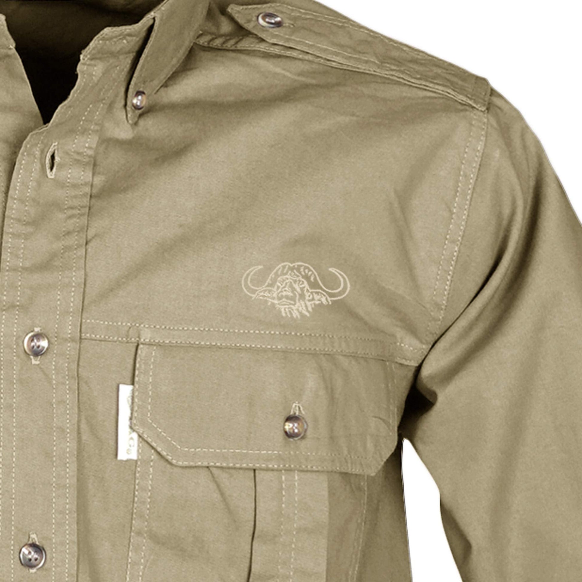 TAG Safari Trail Shirt for Men with Embroidered Buffalo Logo - Long Sleeve