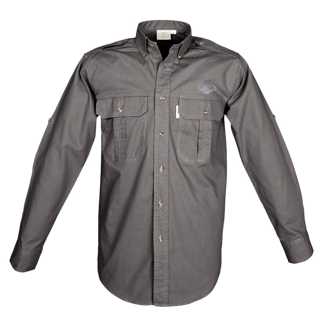 TAG Safari Trail Shirt for Men with Embroidered Buffalo Logo - Long Sleeve