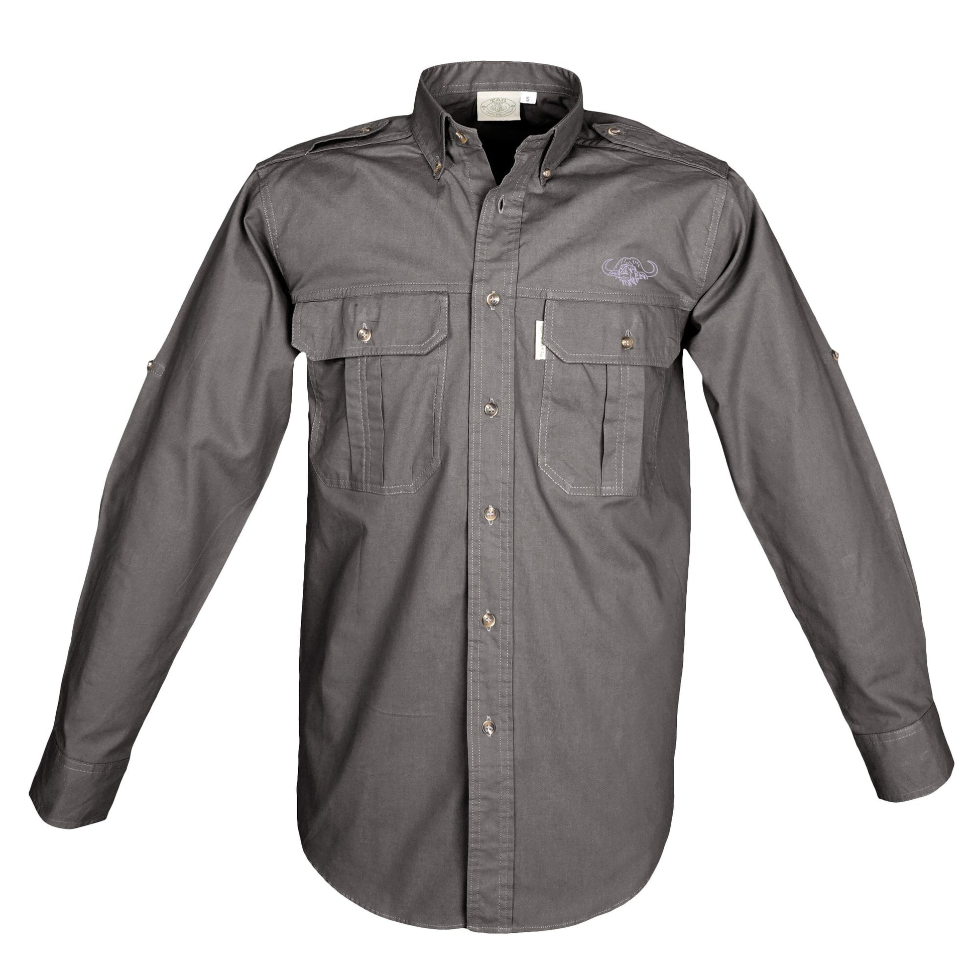 TAG Safari Trail Shirt for Men with Embroidered Buffalo Logo - Long Sleeve