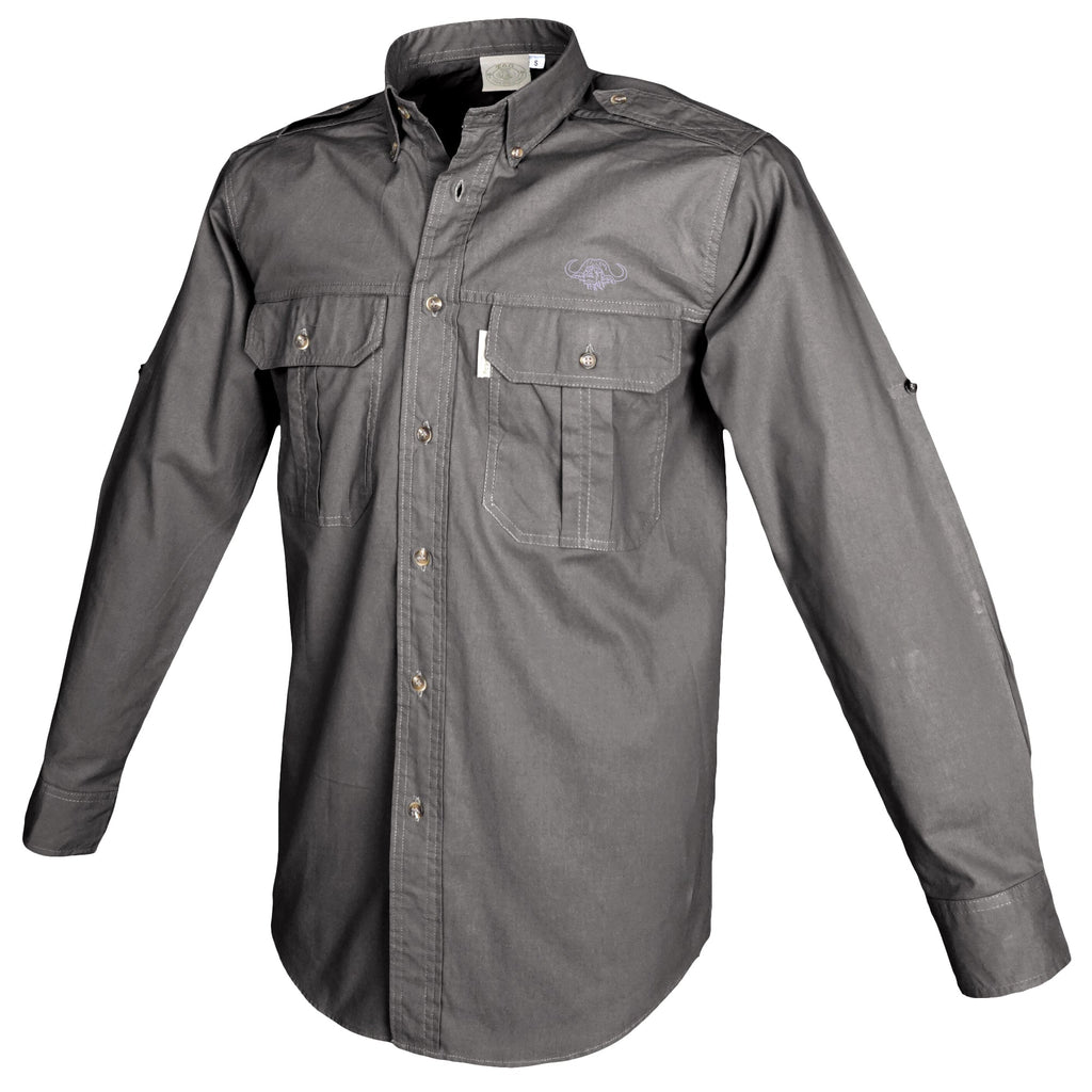 TAG Safari Trail Shirt for Men with Embroidered Buffalo Logo - Long Sleeve