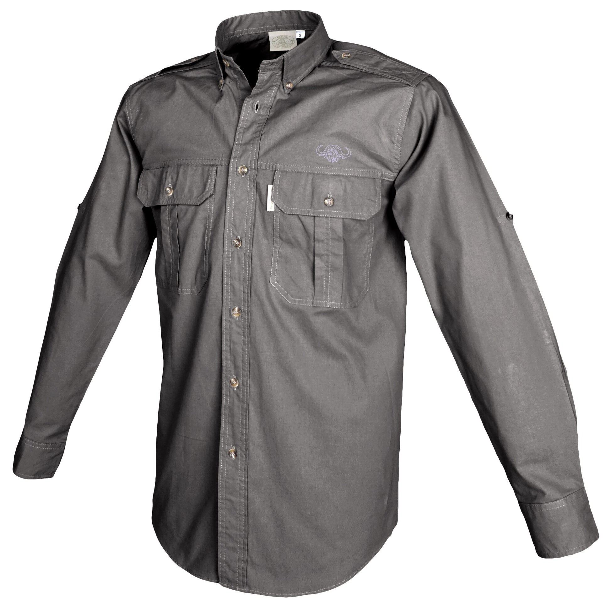 TAG Safari Trail Shirt for Men with Embroidered Buffalo Logo - Long Sleeve