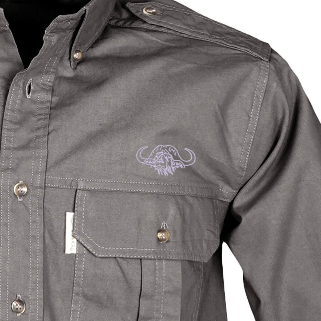TAG Safari Trail Shirt for Men with Embroidered Buffalo Logo - Long Sleeve