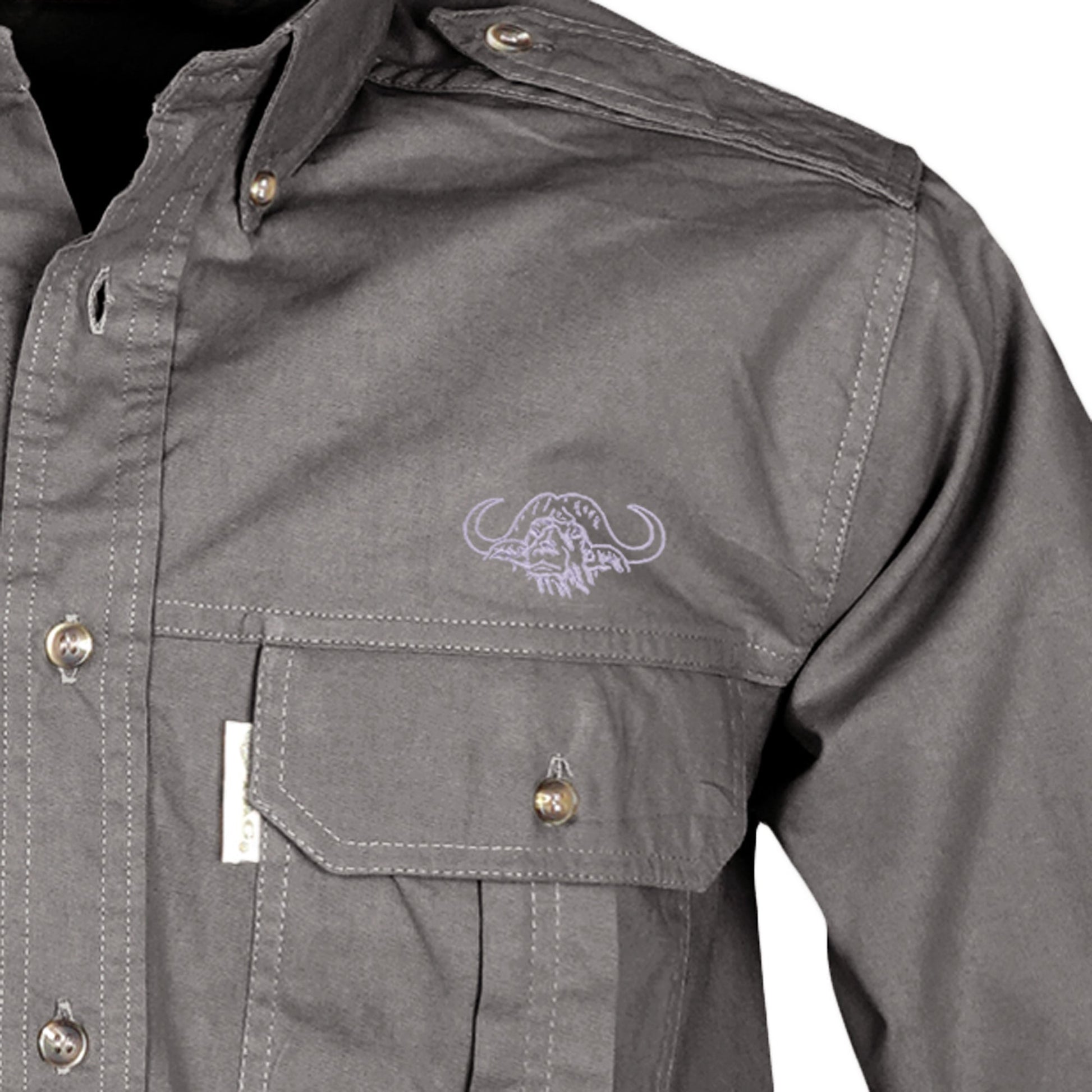 TAG Safari Trail Shirt for Men with Embroidered Buffalo Logo - Long Sleeve